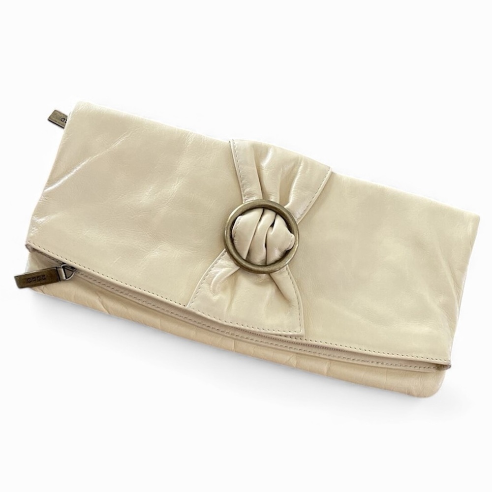 HOBO Cream Clutch with Bow Accent